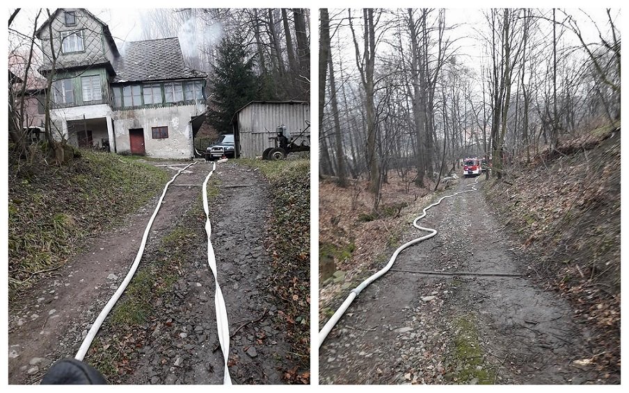 Strażacy walczyli z pożarem domu