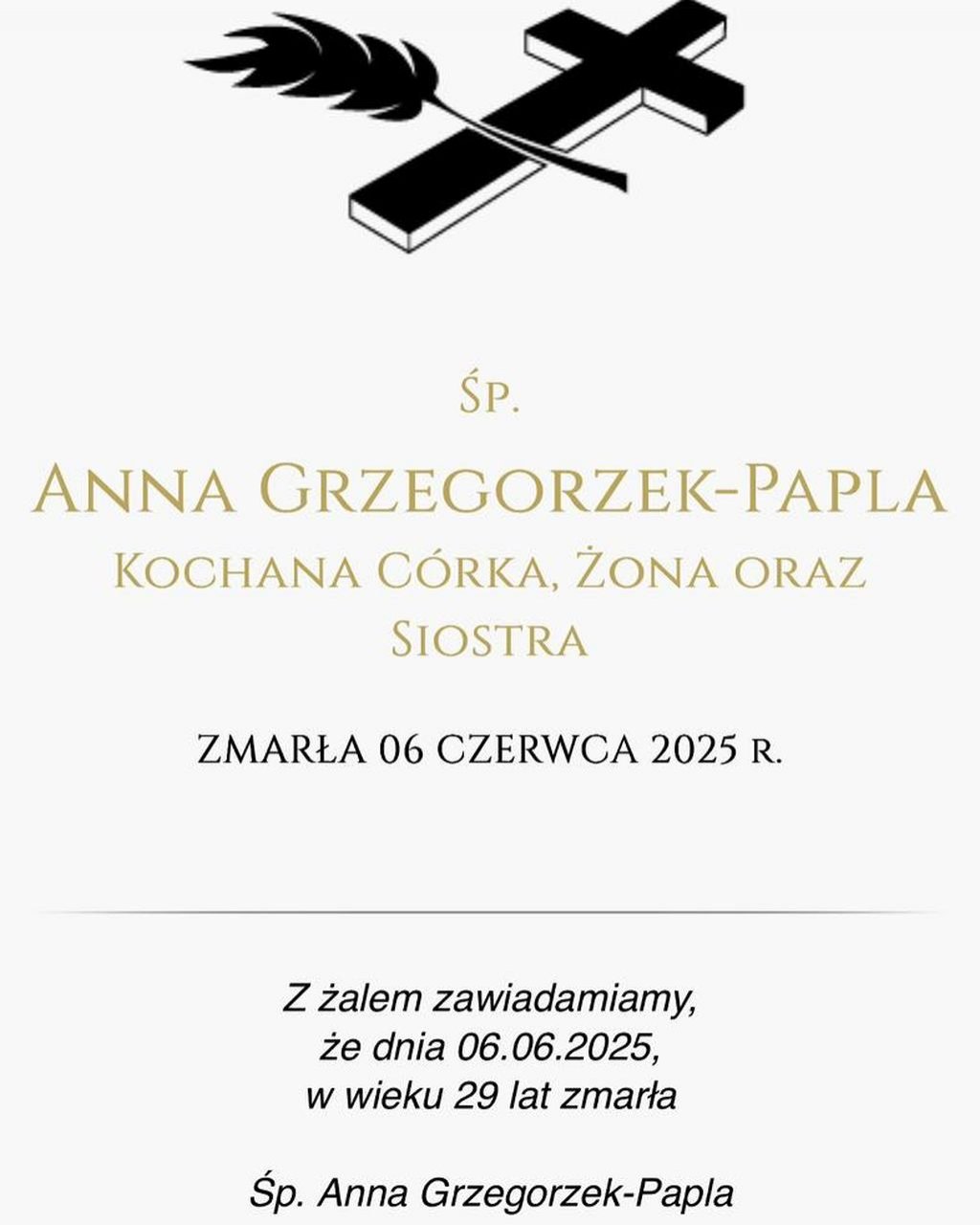 Odeszła Za Wcześnie