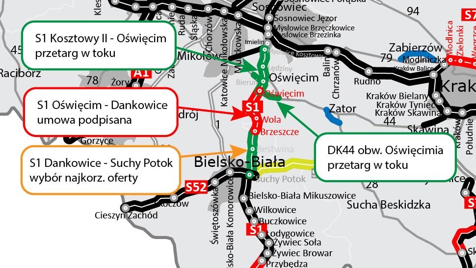 Jest wykonawca na S1 Suchy Potok - Dankowice