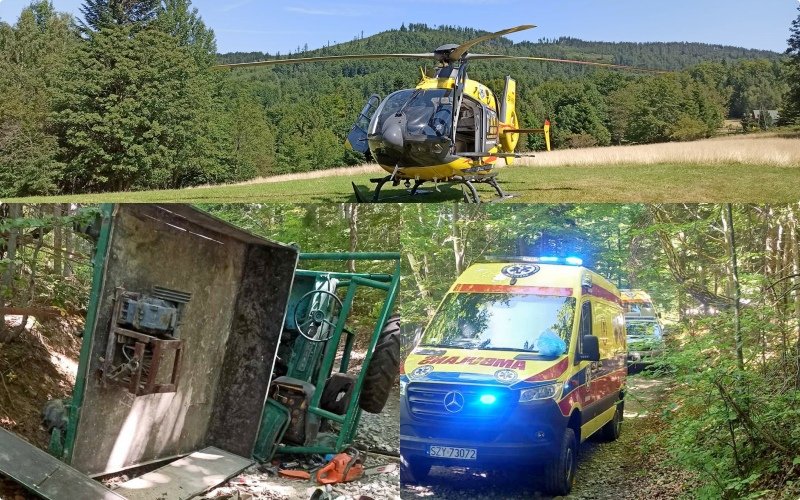 Wypadek w lesie. Lądowało LPR