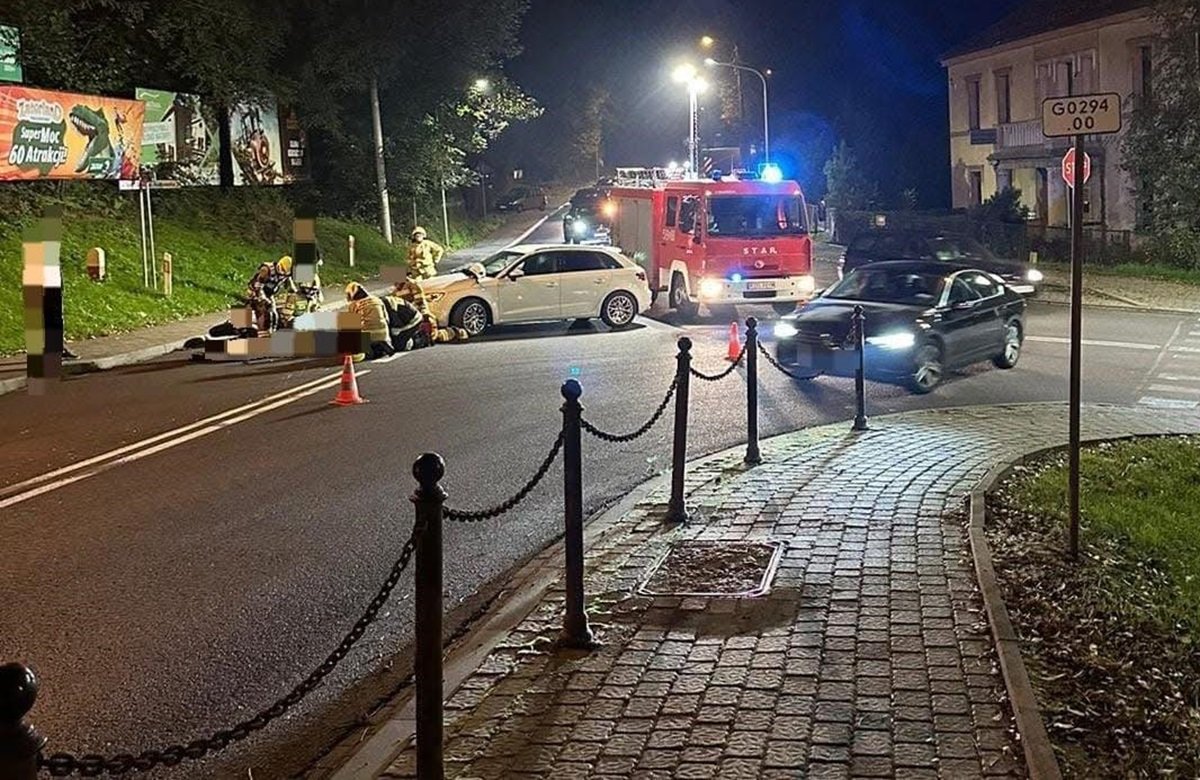 Motocyklista trafił do szpitala po wypadku