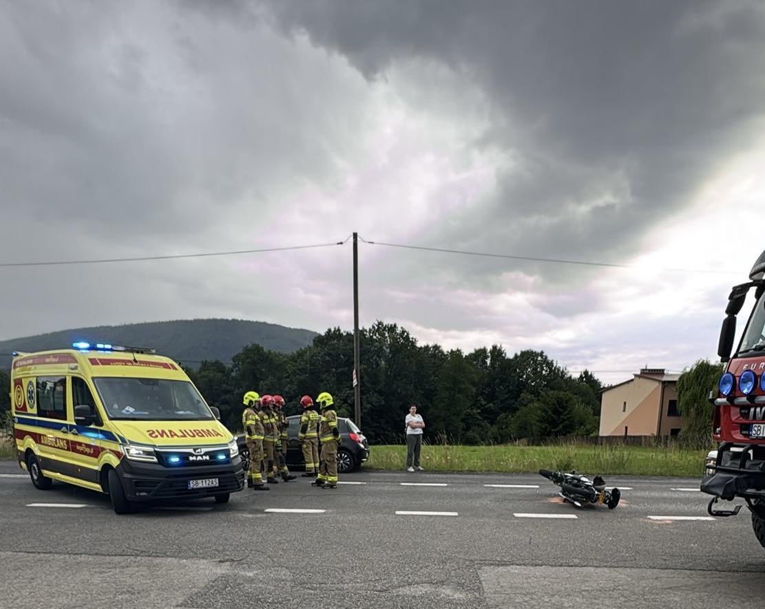 Zderzenie Samochodu Z Motocyklistą. Trwają Dzialania Służb