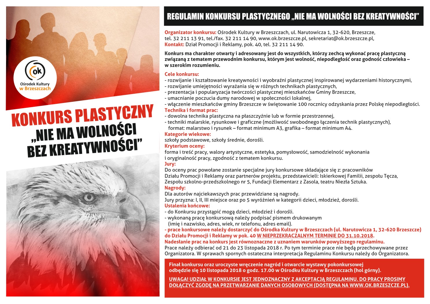 Konkurs Plastyczny „Nie Ma Wolności Bez Kreatywności”