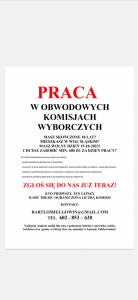 Praca w obwodowych komisjach wyborczych.