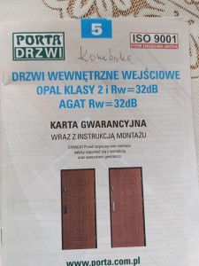Drzwi wewnętrzne wejściowe Porta opal klasy 2+ościeżnica
