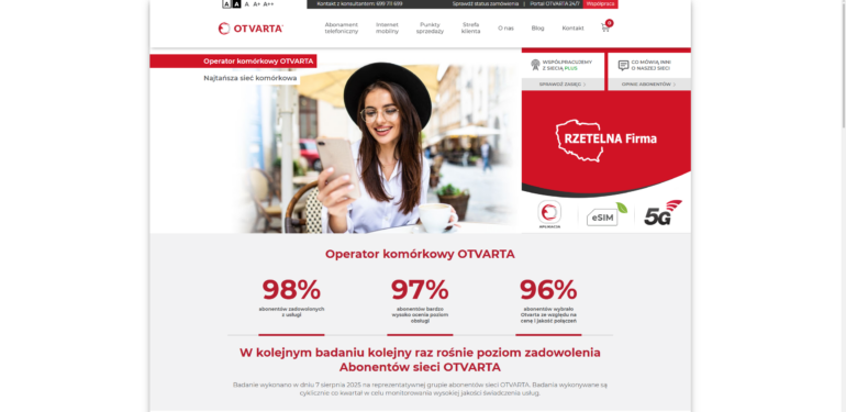 OTVARTA - Najlepsza sieć komórkowa