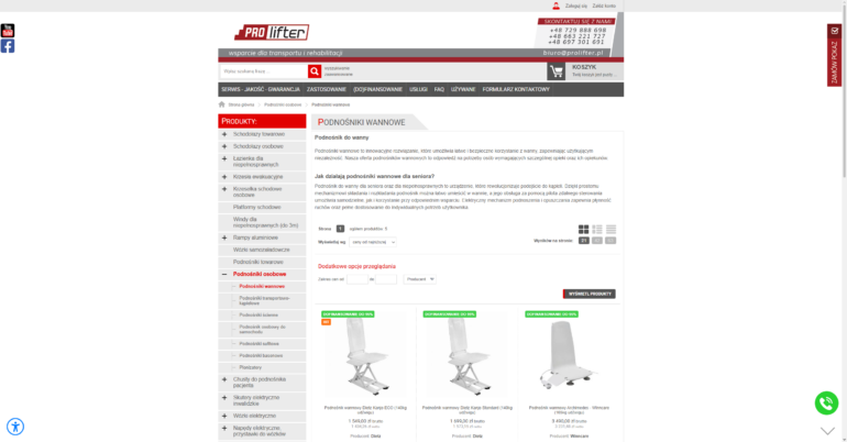 Prolifter - podnośniki wannowe